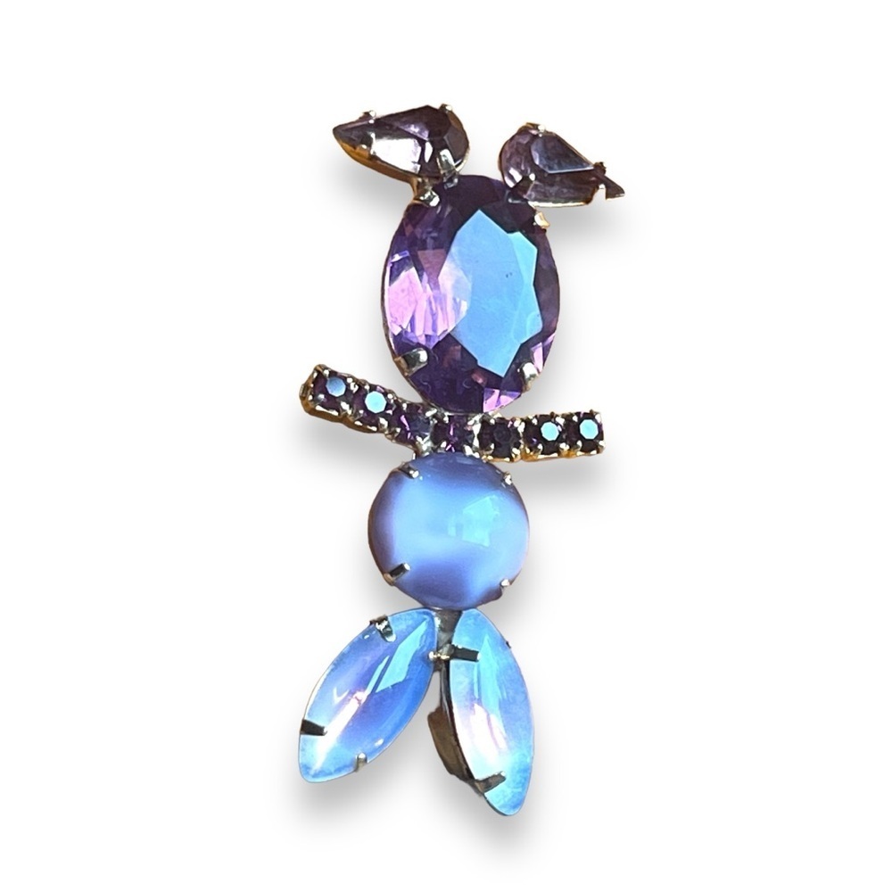 Vintage Rhinestone Rabbit Bunny Figural Pin Brooch - Picture 5 of 9